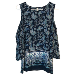 Roper Cold Shoulder Paisley Womens Top/Large